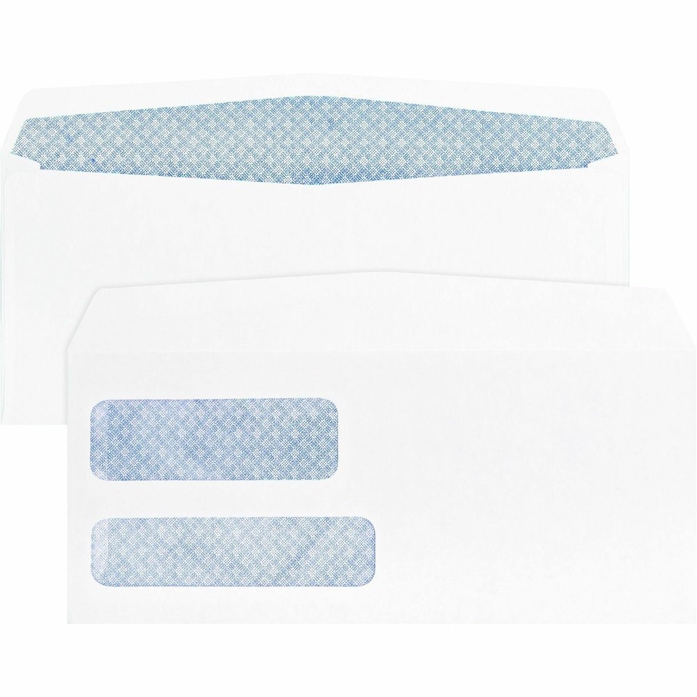 Business Source No. 9 Double Window Invoice Envelopes - Double Window - #9 - 8 7/8" Width x 3 7/8" Length - 24 lb - White - 500 / Box. Picture 1