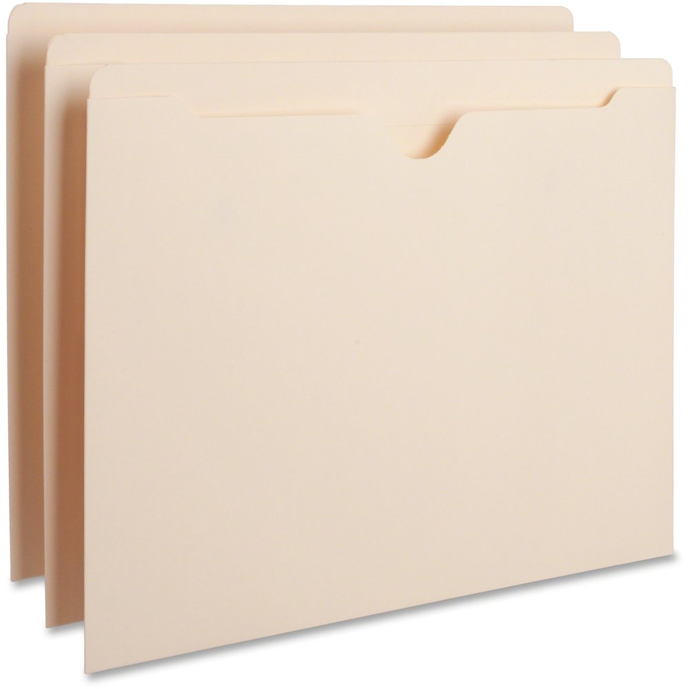 Business Source Letter Recycled File Pocket - 8 1/2" x 11" - 11 pt. - 2 Plys - Manila - Slip Resistant, Reinforced Tab, Heavyweight Cover - 10% Recycled - 100 / Box. Picture 1