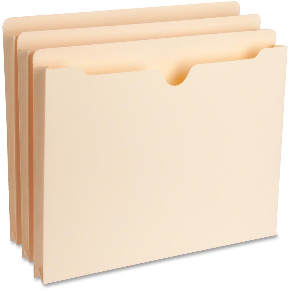 Business Source Straight Tab Cut Letter Recycled File Pocket - 8 1/2" x 11" - 1" Expansion - 11 pt. - Manila - Reinforced Tab, Heavyweight Cover - 10% Recycled - 50 / Box. Picture 1