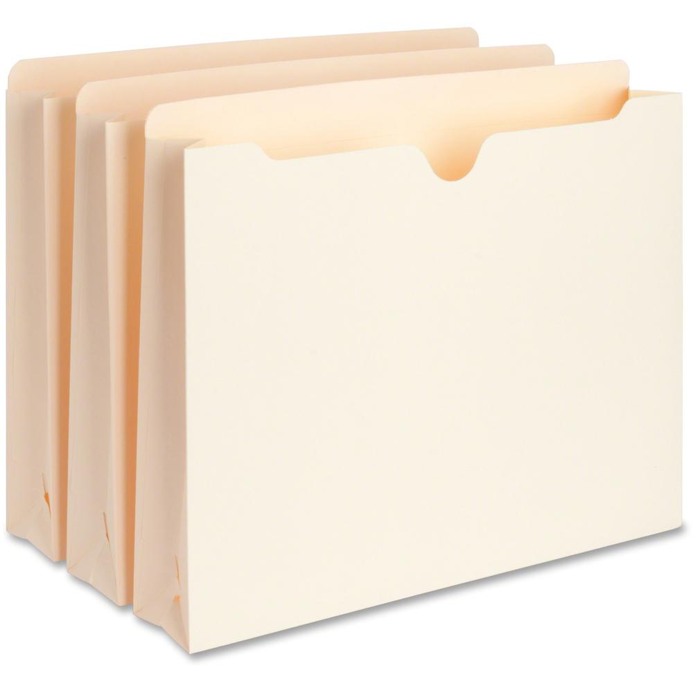 Business Source Straight Tab Cut Letter Recycled File Pocket - 8 1/2" x 11" - Capacity2" Expansion - Manila - 10% Recycled - 50 / Box. Picture 1