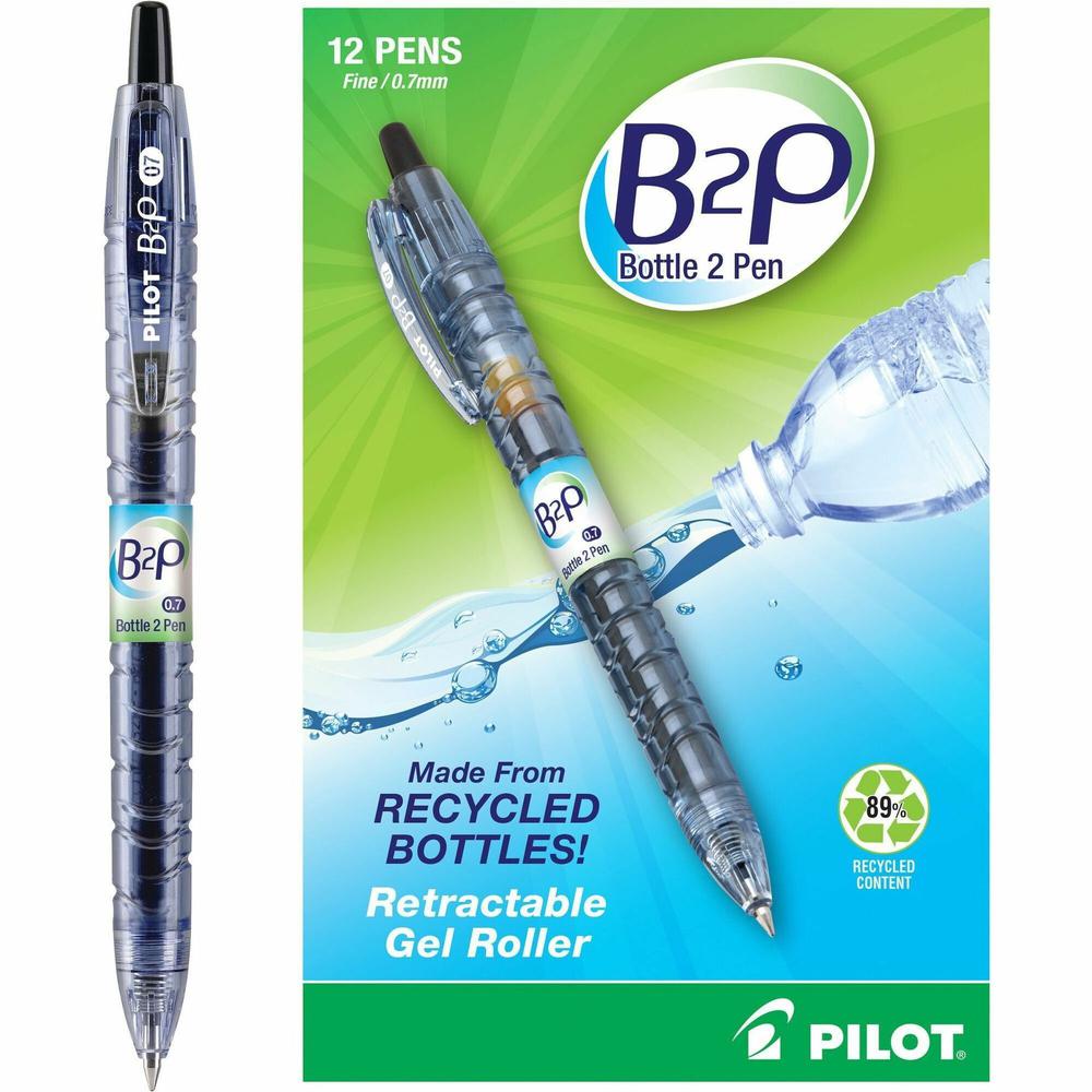 Pilot Fine Point Gel Pens - Refillable - Retractable - Black Ink - Gel-based - Plastic Barrel - 1 Dozen. Picture 1