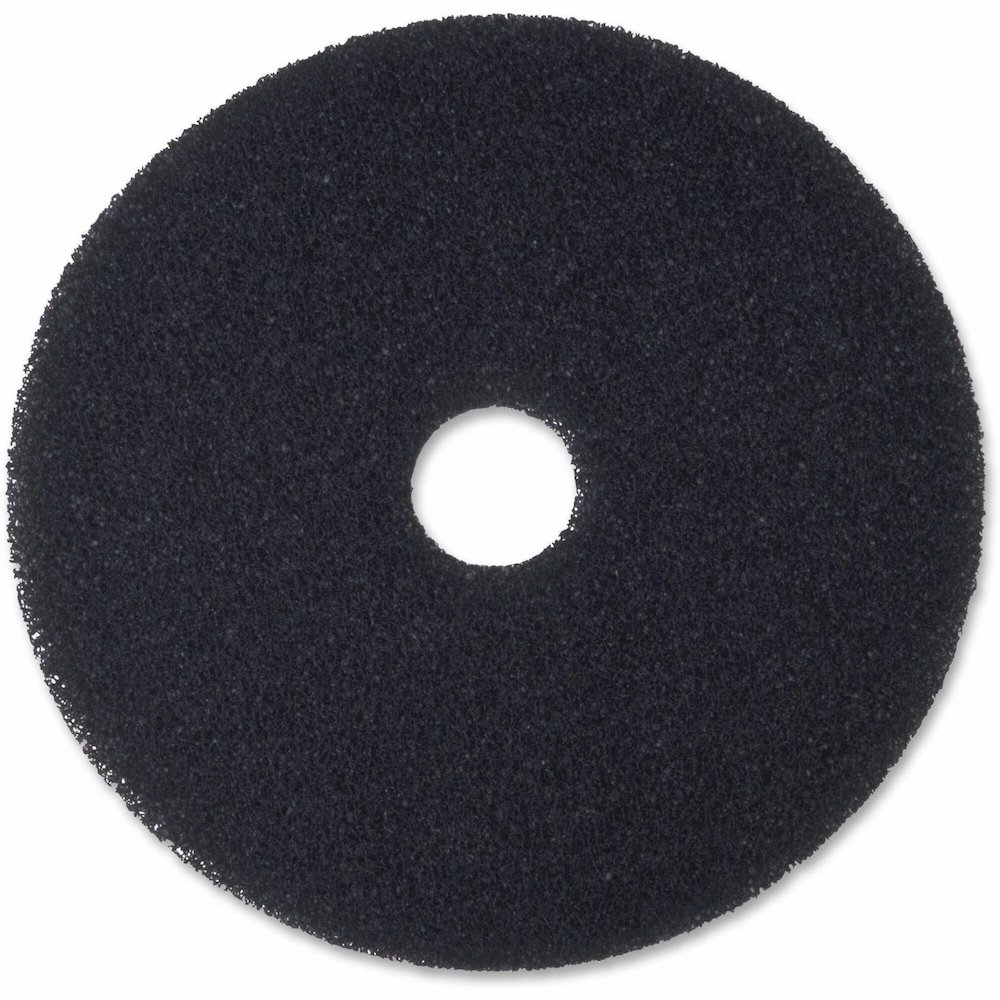 3M Black Stripper Pad 7200 - 19" Diameter - Fiber - Black - 5 / Carton. Picture 1