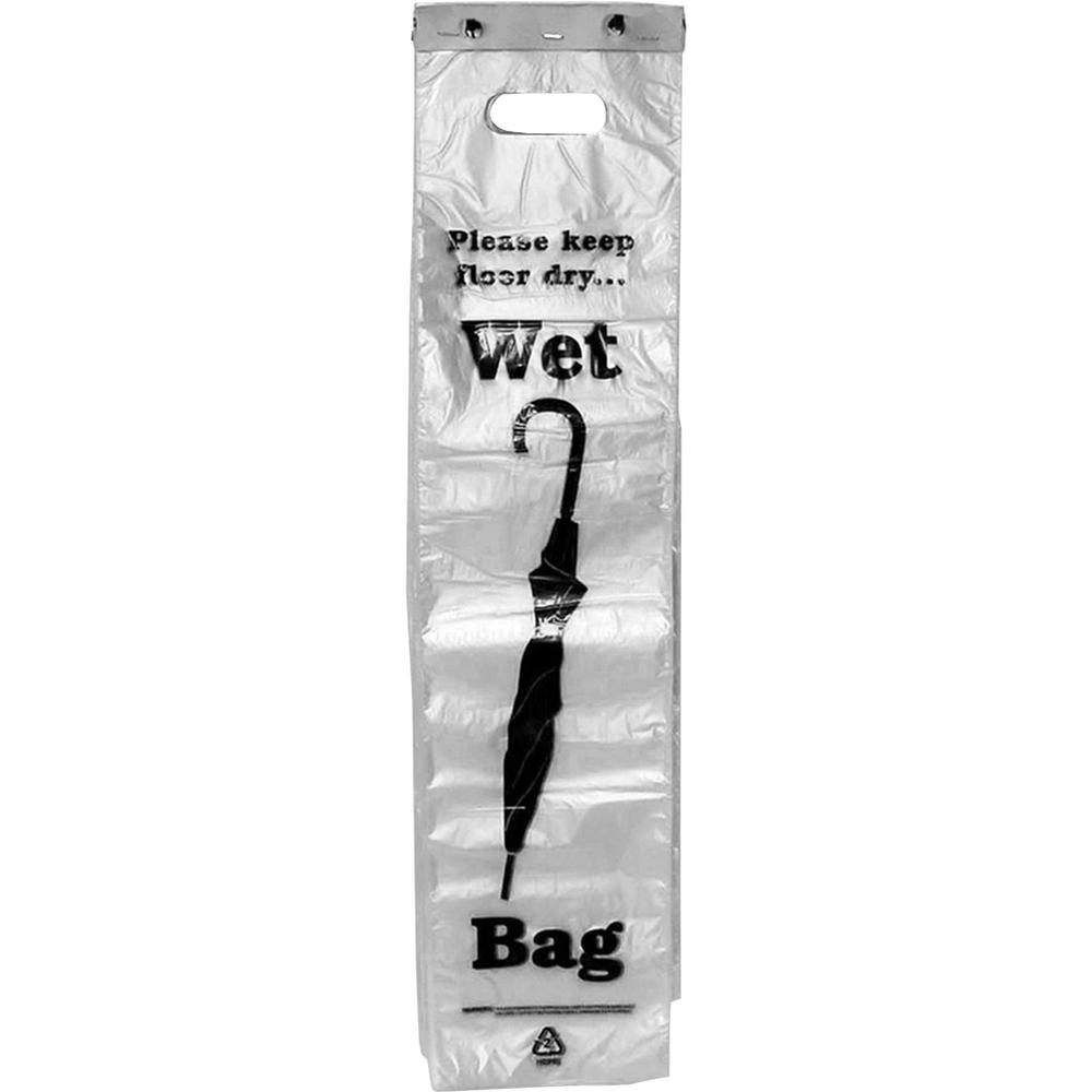 Tatco Wet Umbrella Bags - 7" Width x 31" Length - Clear, Black - Plastic - 1000/Carton - Umbrella. Picture 1