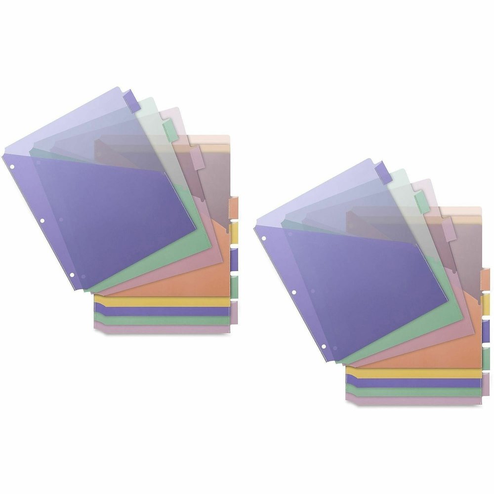 Business Source Double Pocket Index Dividers - 8 Print-on Tab(s) - 8.5" Divider Width x 11" Divider Length - Letter - Plastic Divider - Multicolor Tab(s) - Insertable - 8/Set - 24 / Carton. Picture 1
