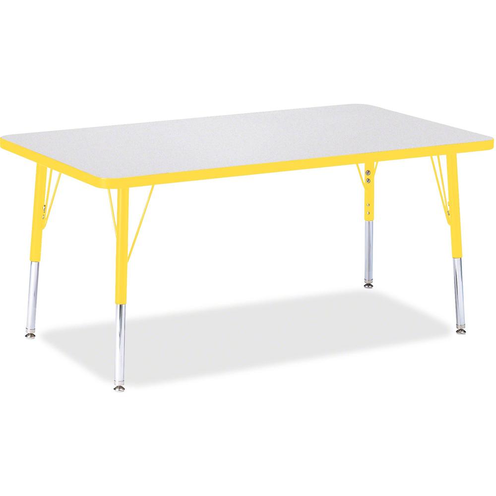 Jonti-Craft Berries Elementary Height Color Edge Rectangle Table - Gray Rectangle Top - Four Leg Base - 4 Legs - Adjustable Height - 15" to 24" Adjustment - 48" Table Top Length x 30" Table Top Width . Picture 1
