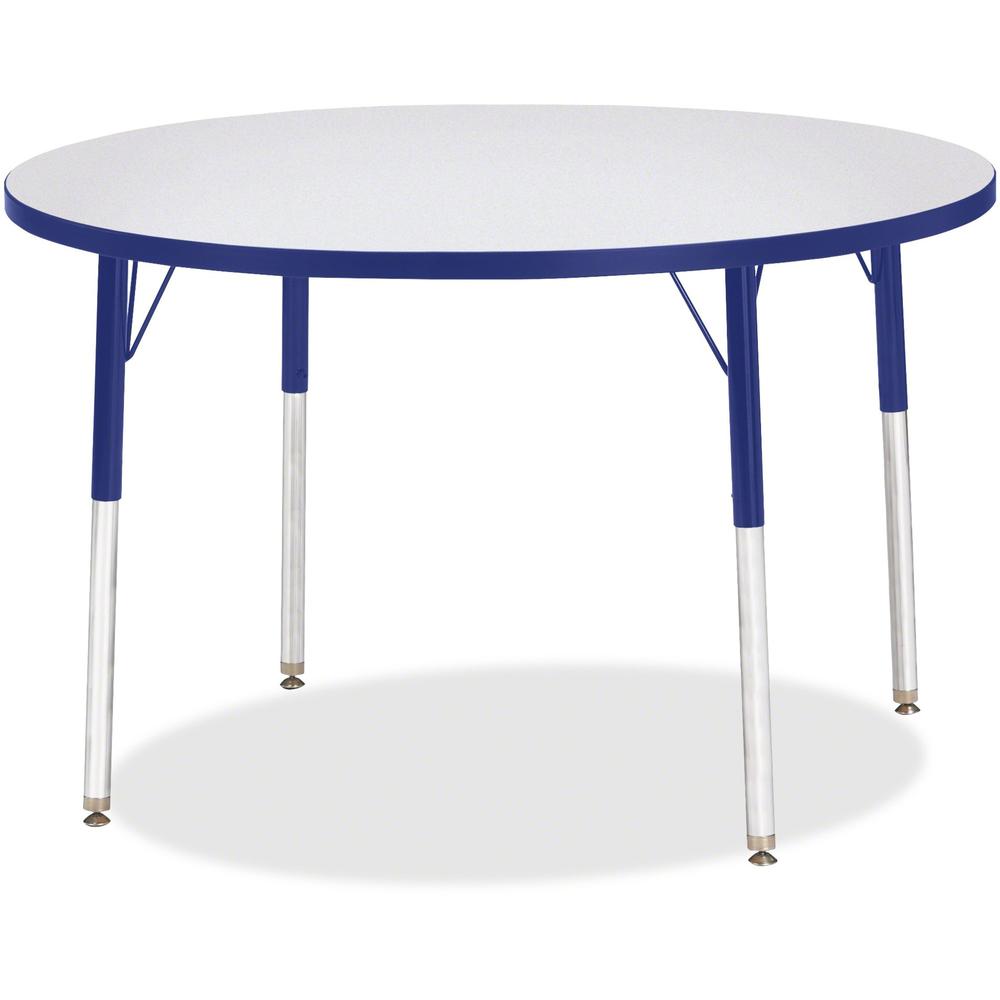 Jonti-Craft Berries Adult Height Color Edge Round Table - Gray Round, Laminated Top - Four Leg Base - 4 Legs - Adjustable Height - 24" to 31" Adjustment x 1.13" Table Top Thickness x 42" Table Top Dia. Picture 1