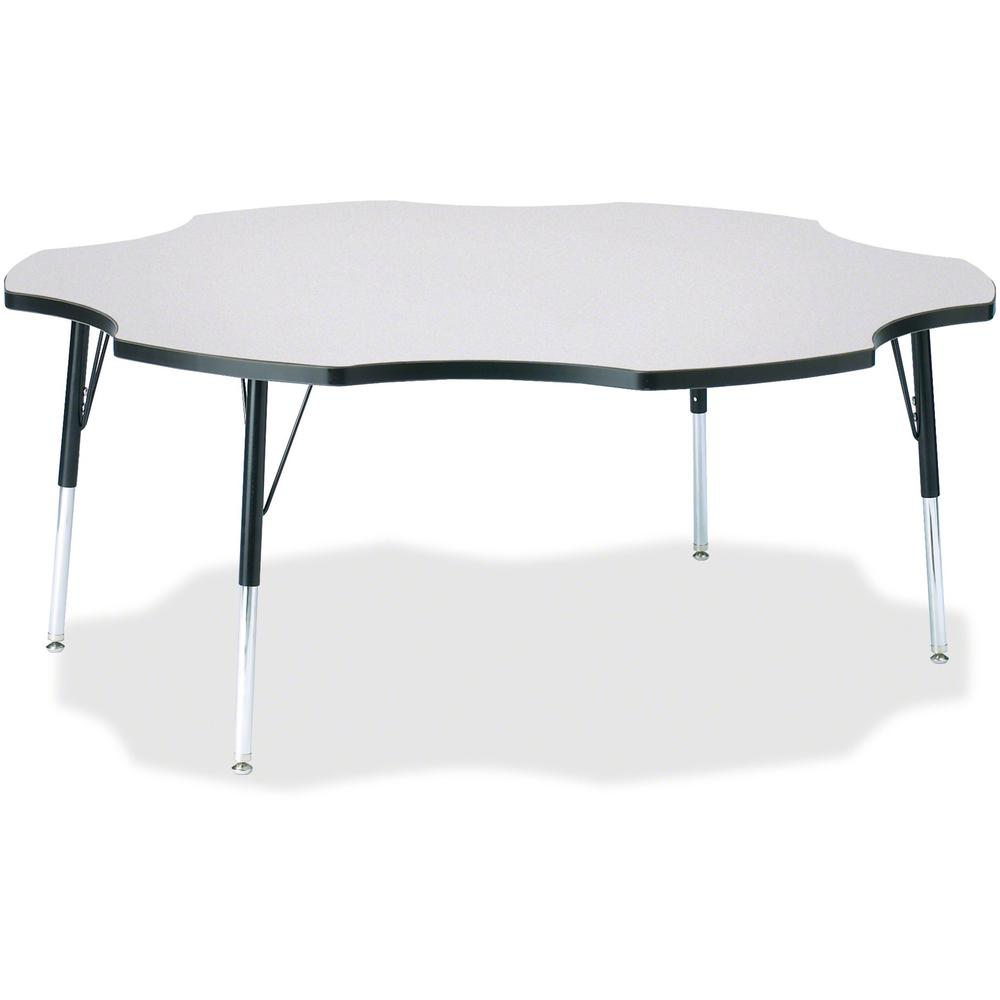 Jonti-Craft Berries Prism Six-Leaf Student Table - Black, Laminated Top - Four Leg Base - 4 Legs - Adjustable Height - 24" to 31" Adjustment x 1.13" Table Top Thickness x 60" Table Top Diameter - 31" . Picture 1