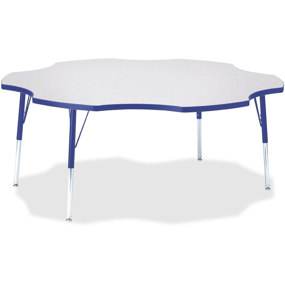 Jonti-Craft Berries Prism Six-Leaf Student Table - Gray, Laminated Top - Four Leg Base - 4 Legs - Adjustable Height - 24" to 31" Adjustment x 1.13" Table Top Thickness x 60" Table Top Diameter - 31" H. Picture 1
