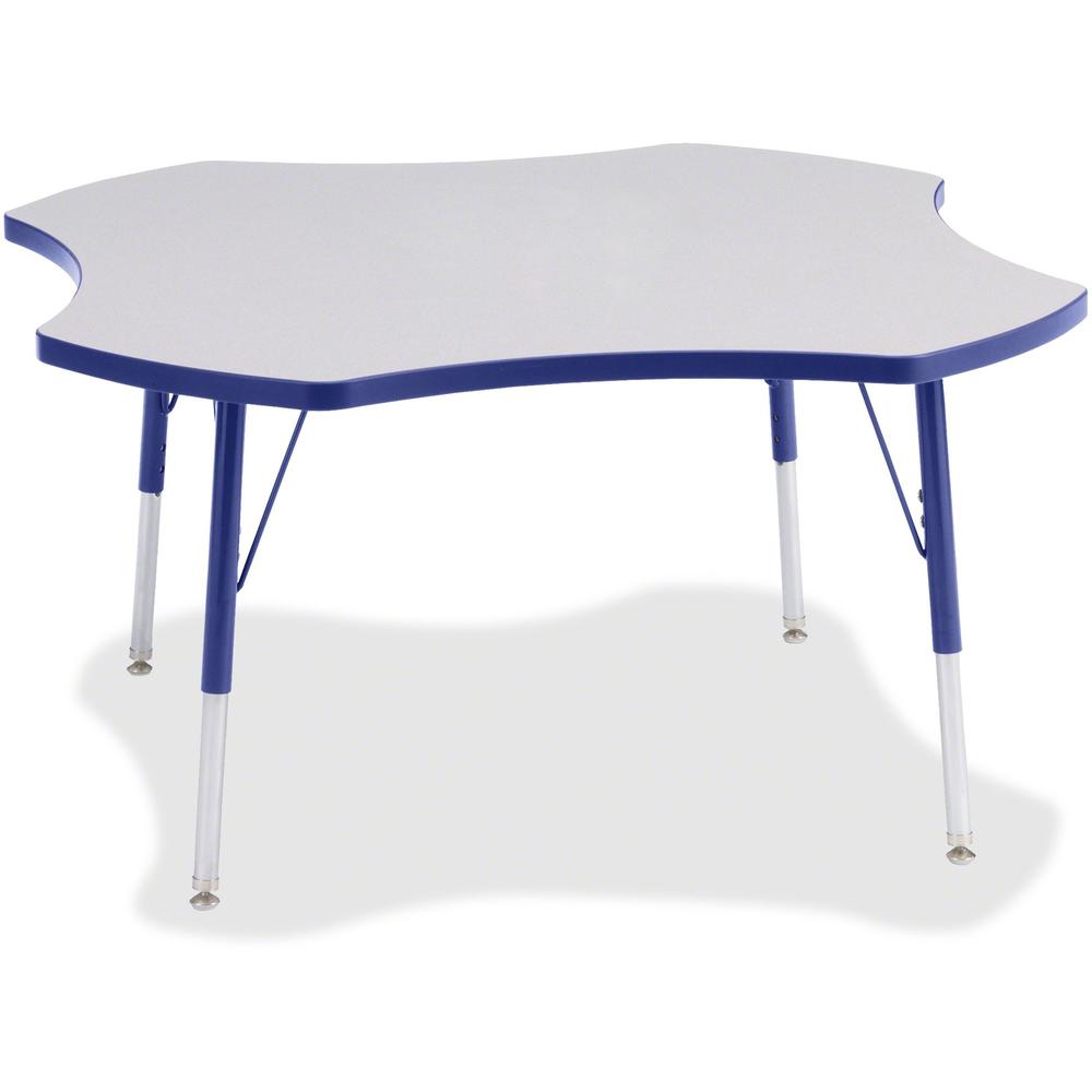 Jonti-Craft Berries Prism Four-Leaf Student Table - Gray, Laminated Top - Four Leg Base - 4 Legs - Adjustable Height - 24" to 31" Adjustment x 1.13" Table Top Thickness x 48" Table Top Diameter - 31" . Picture 1