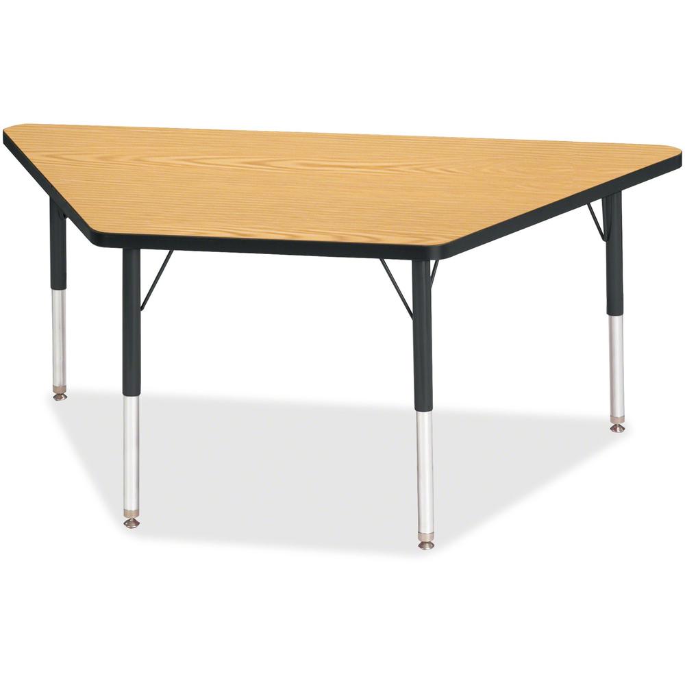 Jonti-Craft Berries Elementary Height Classic Trapezoid Table - Black Oak Trapezoid, Laminated Top - Four Leg Base - 4 Legs - Adjustable Height - 15" to 24" Adjustment - 60" Table Top Length x 30" Tab. Picture 1