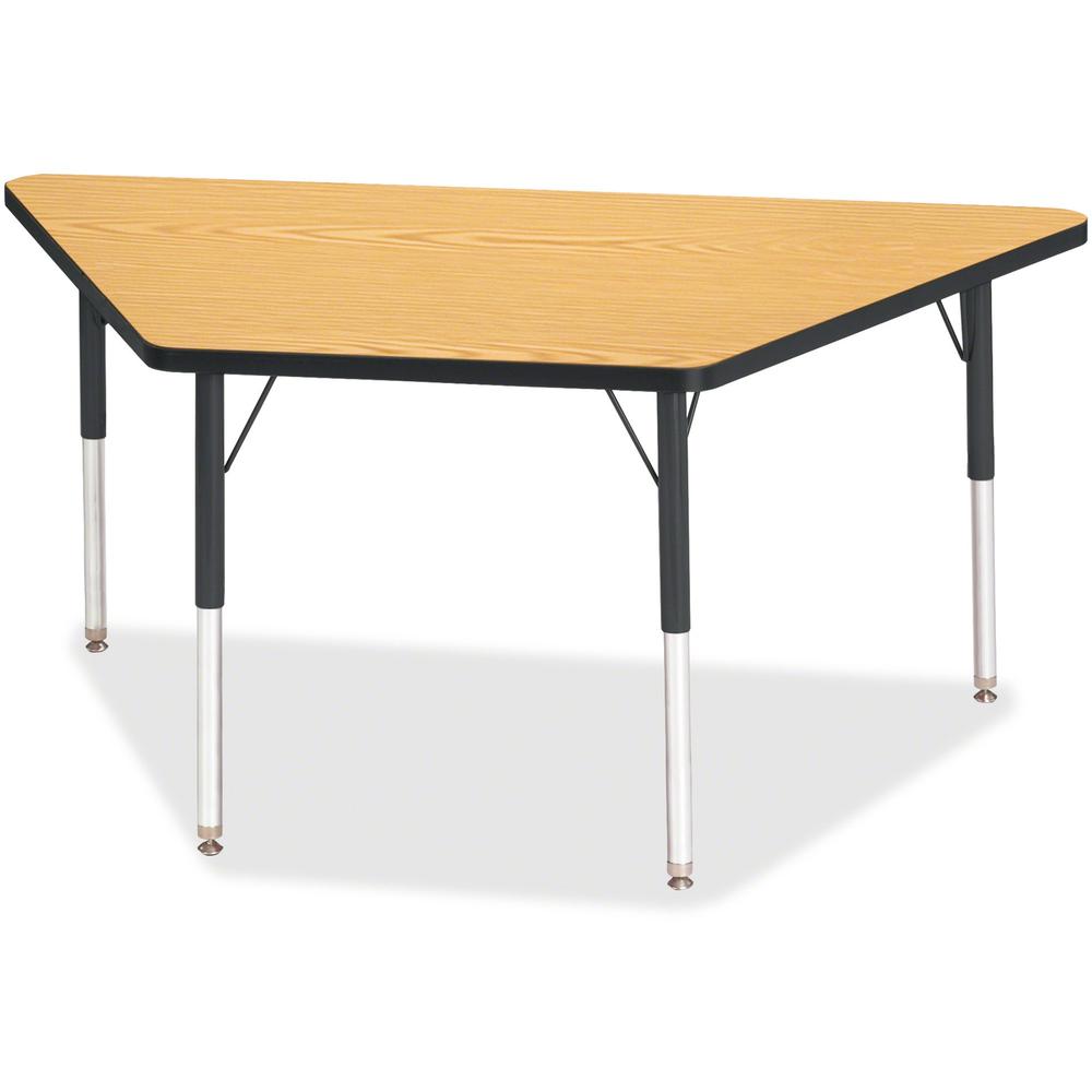 Jonti-Craft Berries Adult-Size Classic Color Trapezoid Table - Black Oak Trapezoid, Laminated Top - Four Leg Base - 4 Legs - Adjustable Height - 24" to 31" Adjustment - 60" Table Top Length x 30" Tabl. Picture 1