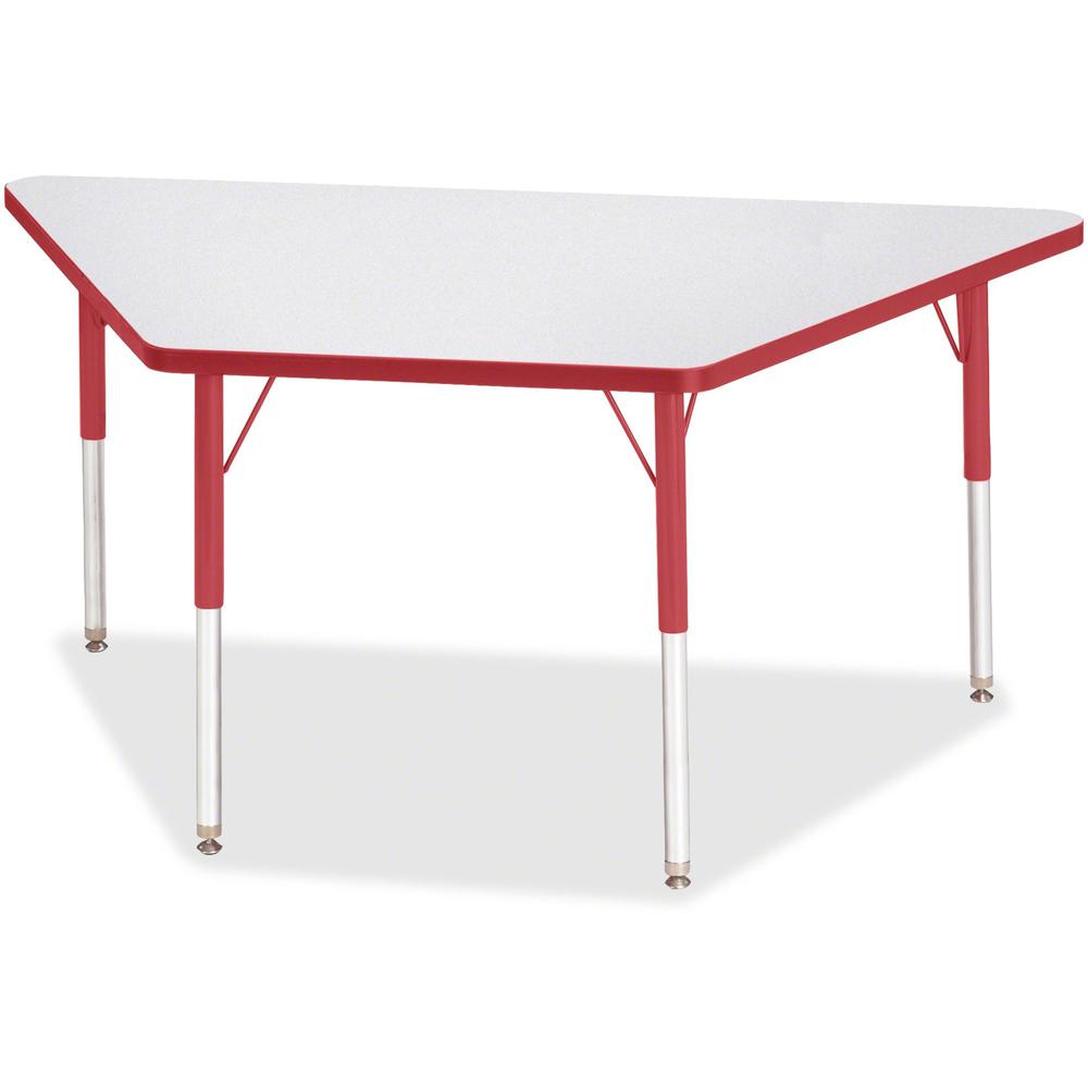 Jonti-Craft Berries Adult Height Gray Laminate Trapezoid Table - Gray Trapezoid, Laminated Top - Four Leg Base - 4 Legs - Adjustable Height - 24" to 31" Adjustment - 60" Table Top Length x 30" Table T. Picture 1