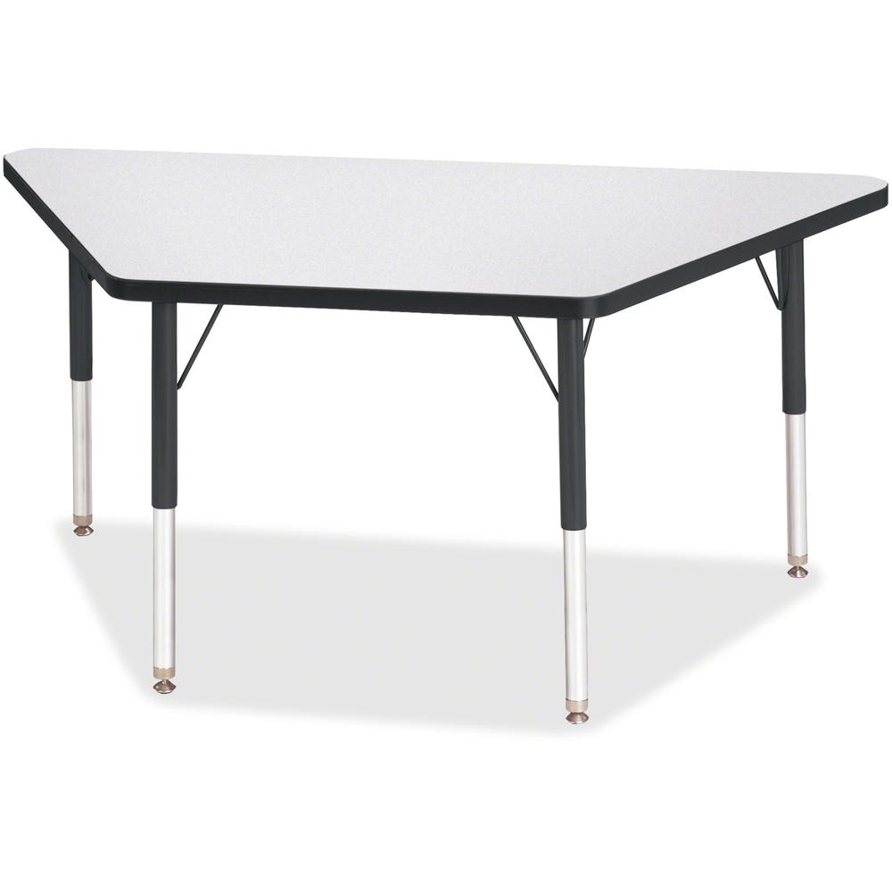 Jonti-Craft Berries Elementary Height Prism Edge Trapezoid Table - Black Trapezoid, Laminated Top - Four Leg Base - 4 Legs - Adjustable Height - 15" to 24" Adjustment - 48" Table Top Length x 24" Tabl. Picture 1