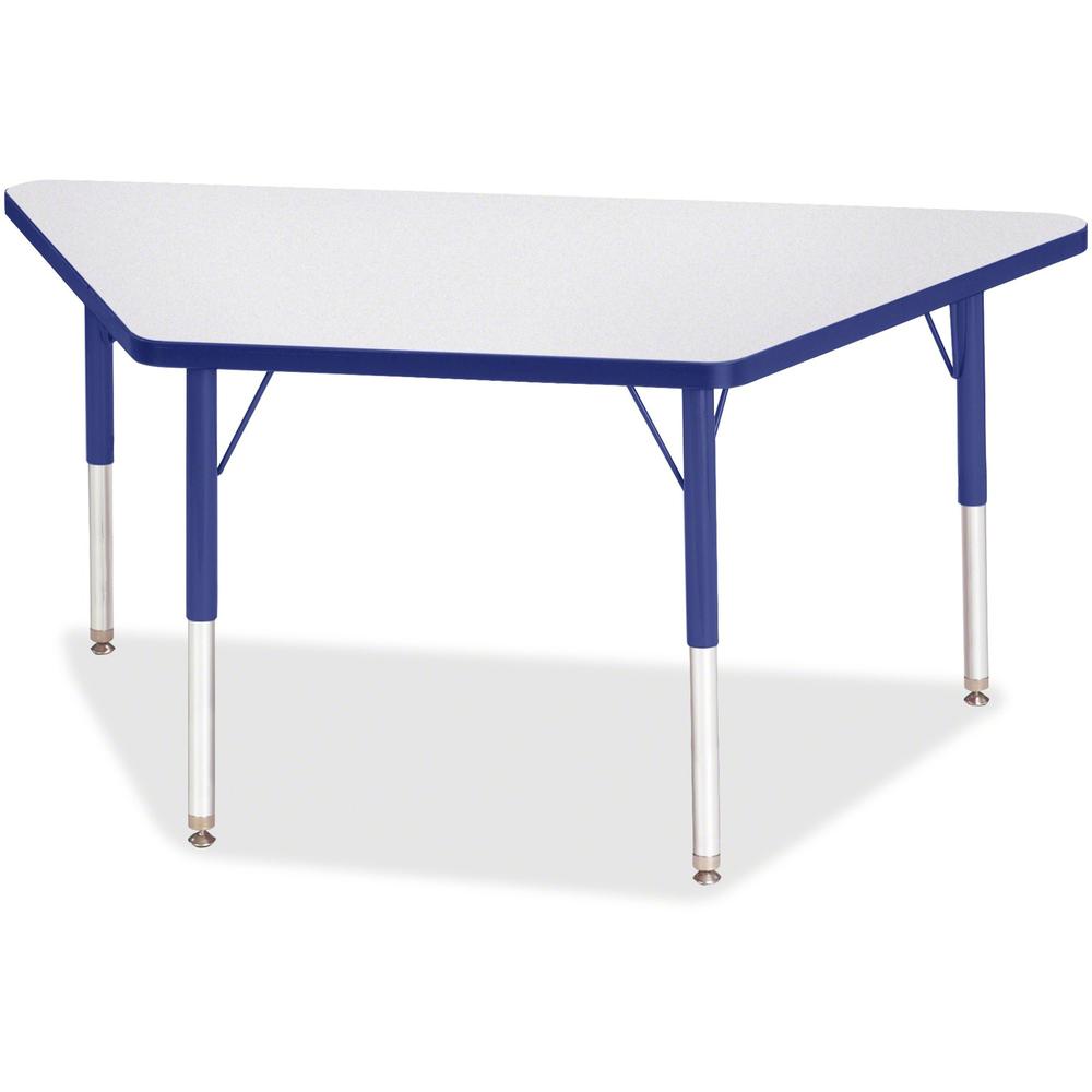 Jonti-Craft Berries Elementary Height Prism Edge Trapezoid Table - Gray Trapezoid, Laminated Top - Four Leg Base - 4 Legs - Adjustable Height - 15" to 24" Adjustment - 48" Table Top Length x 24" Table. Picture 1