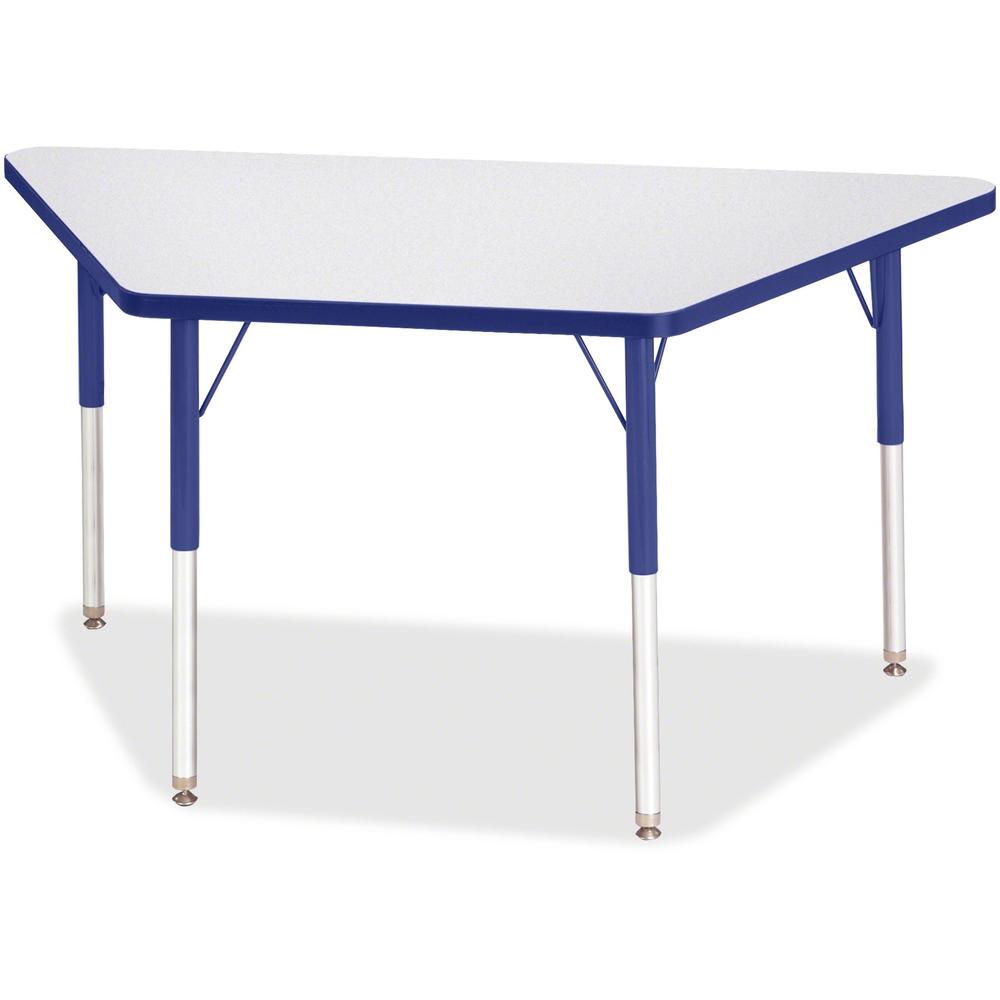 Jonti-Craft Berries Adult-Size Gray Laminate Trapezoid Table - Gray Trapezoid, Laminated Top - Four Leg Base - 4 Legs - Adjustable Height - 24" to 31" Adjustment - 48" Table Top Length x 24" Table Top. Picture 1