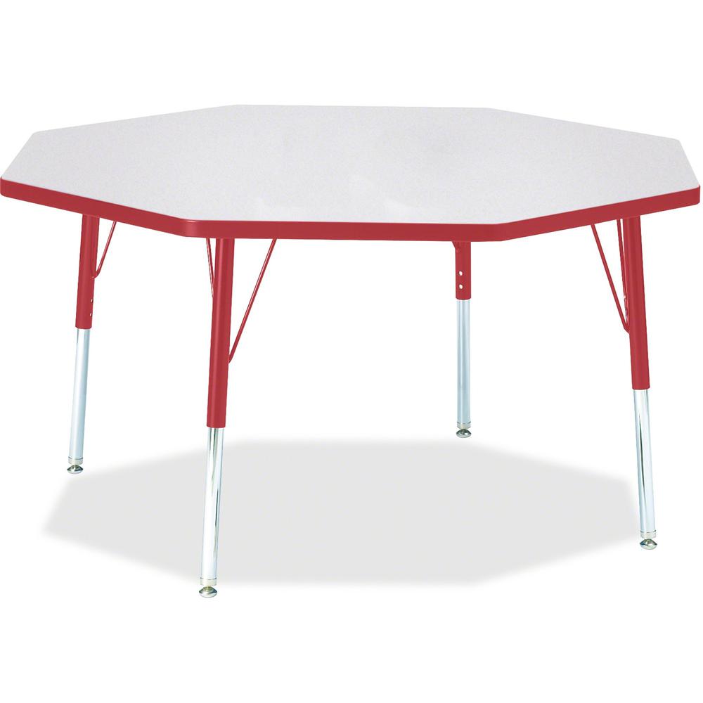 Jonti-Craft Berries Elementary Height Color Edge Octagon Table - Laminated Octagonal, Red Top - Four Leg Base - 4 Legs - Adjustable Height - 15" to 24" Adjustment x 1.13" Table Top Thickness x 48" Tab. Picture 1