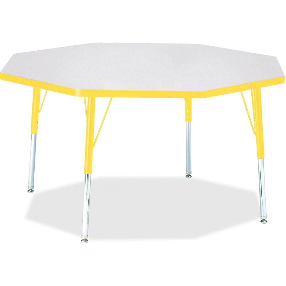 Jonti-Craft Berries Elementary Height Color Edge Octagon Table - Laminated Octagonal, Yellow Top - Four Leg Base - 4 Legs - Adjustable Height - 15" to 24" Adjustment x 1.13" Table Top Thickness x 48" . Picture 1
