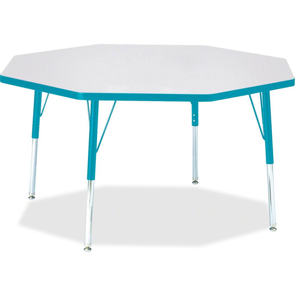 Jonti-Craft Berries Elementary Height Color Edge Octagon Table - Laminated Octagonal, Teal Top - Four Leg Base - 4 Legs - Adjustable Height - 15" to 24" Adjustment x 1.13" Table Top Thickness x 48" Ta. Picture 1