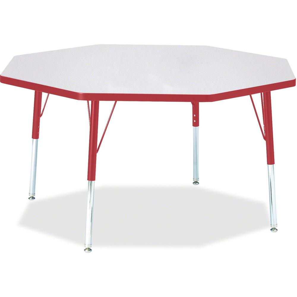 Jonti-Craft Berries Adult Height Color Edge Octagon Table - Gray Octagonal, Laminated Top - Four Leg Base - 4 Legs - Adjustable Height - 24" to 31" Adjustment x 1.13" Table Top Thickness x 48" Table T. Picture 1