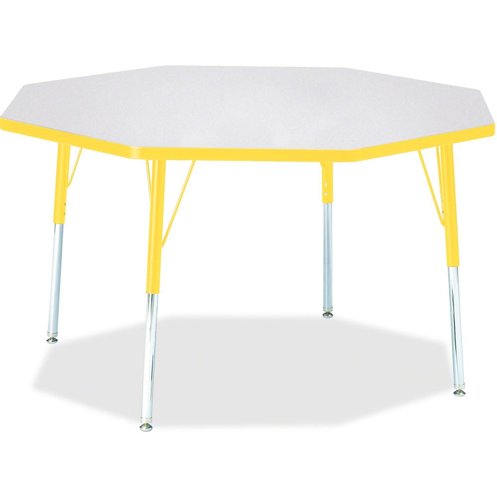 Jonti-Craft Berries Adult Height Color Edge Octagon Table - Gray Octagonal, Laminated Top - Four Leg Base - 4 Legs - Adjustable Height - 24" to 31" Adjustment x 1.13" Table Top Thickness x 48" Table T. Picture 1