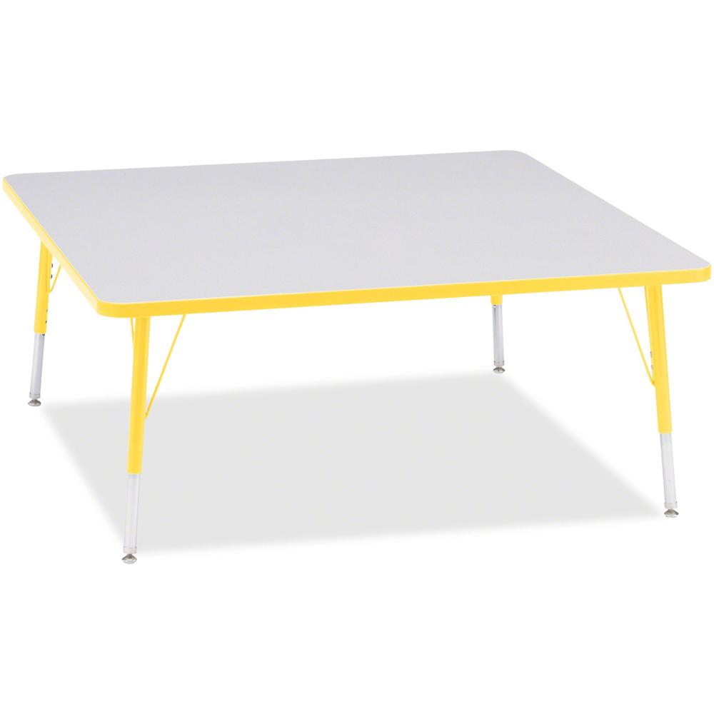 Jonti-Craft Berries Elementary Height Color Edge Square Table - Laminated Square, Yellow Top - Four Leg Base - 4 Legs - Adjustable Height - 15" to 24" Adjustment - 48" Table Top Length x 48" Table Top. Picture 1
