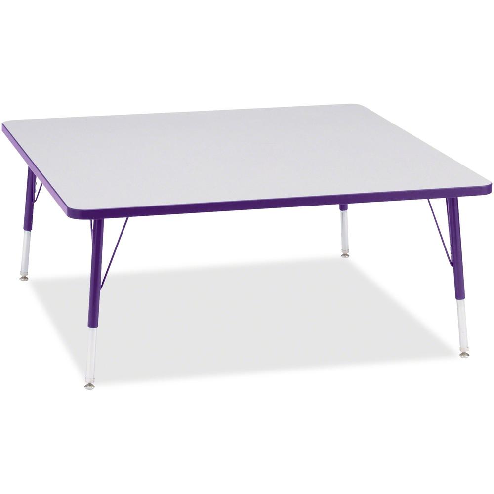 Jonti-Craft Berries Elementary Height Color Edge Square Table - Laminated Square, Purple Top - Four Leg Base - 4 Legs - Adjustable Height - 15" to 24" Adjustment - 48" Table Top Length x 48" Table Top. Picture 1