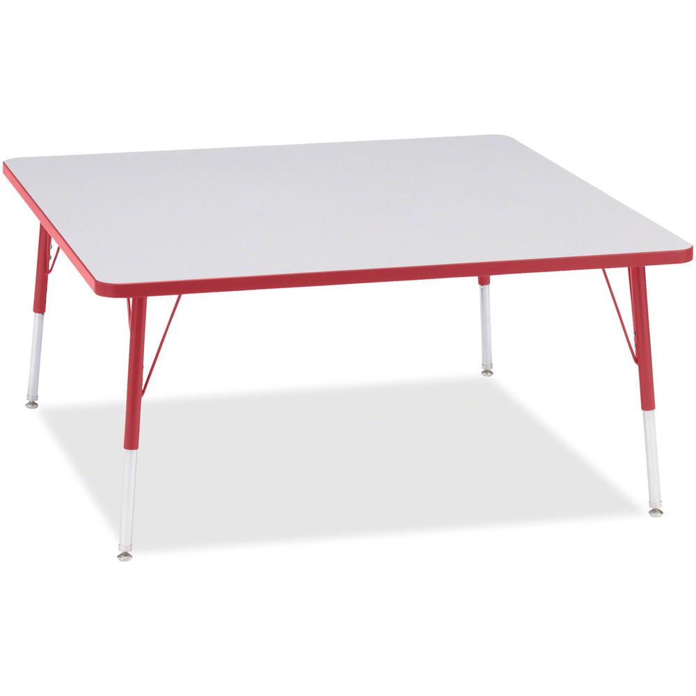 Jonti-Craft Berries Adult Height Prism Color Edge Square Table - Laminated Square, Red Top - Four Leg Base - 4 Legs - Adjustable Height - 24" to 31" Adjustment - 48" Table Top Length x 48" Table Top W. Picture 1