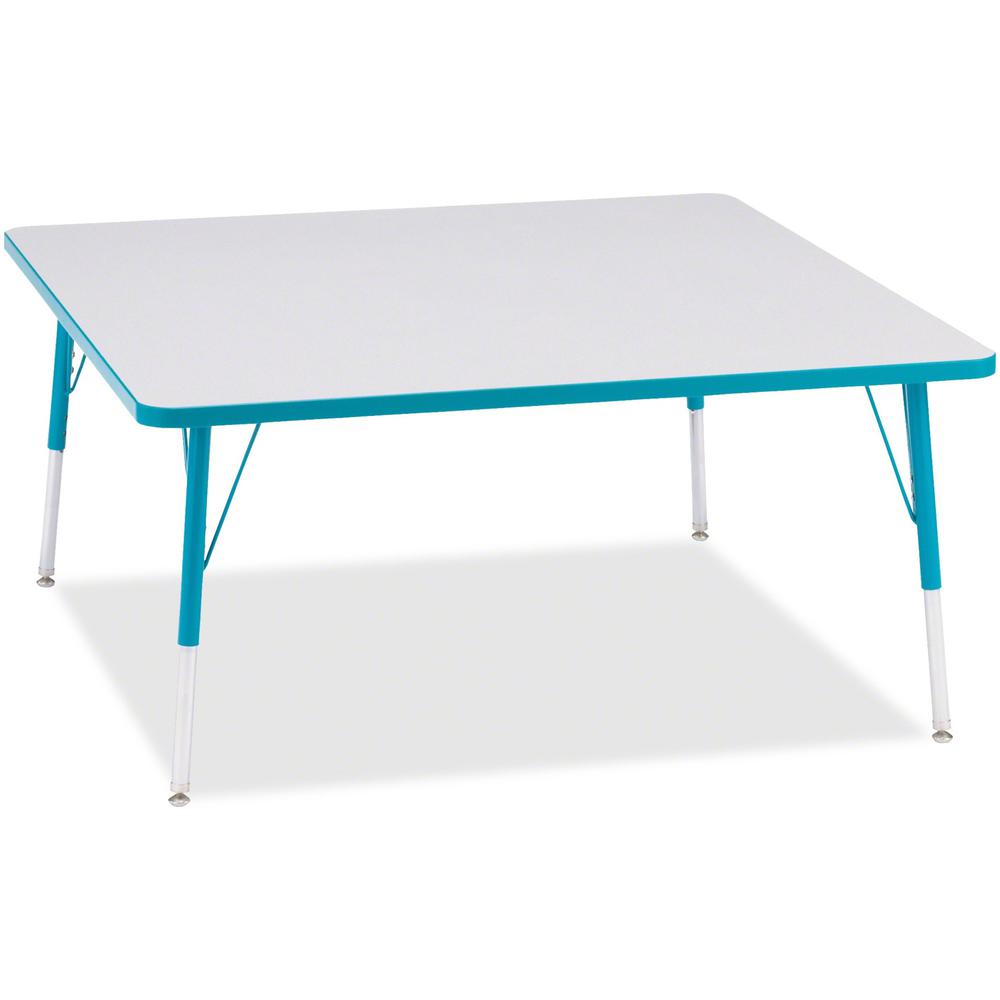 Jonti-Craft Berries Adult Height Prism Color Edge Square Table - Laminated Square, Teal Top - Four Leg Base - 4 Legs - Adjustable Height - 24" to 31" Adjustment - 48" Table Top Length x 48" Table Top . Picture 1