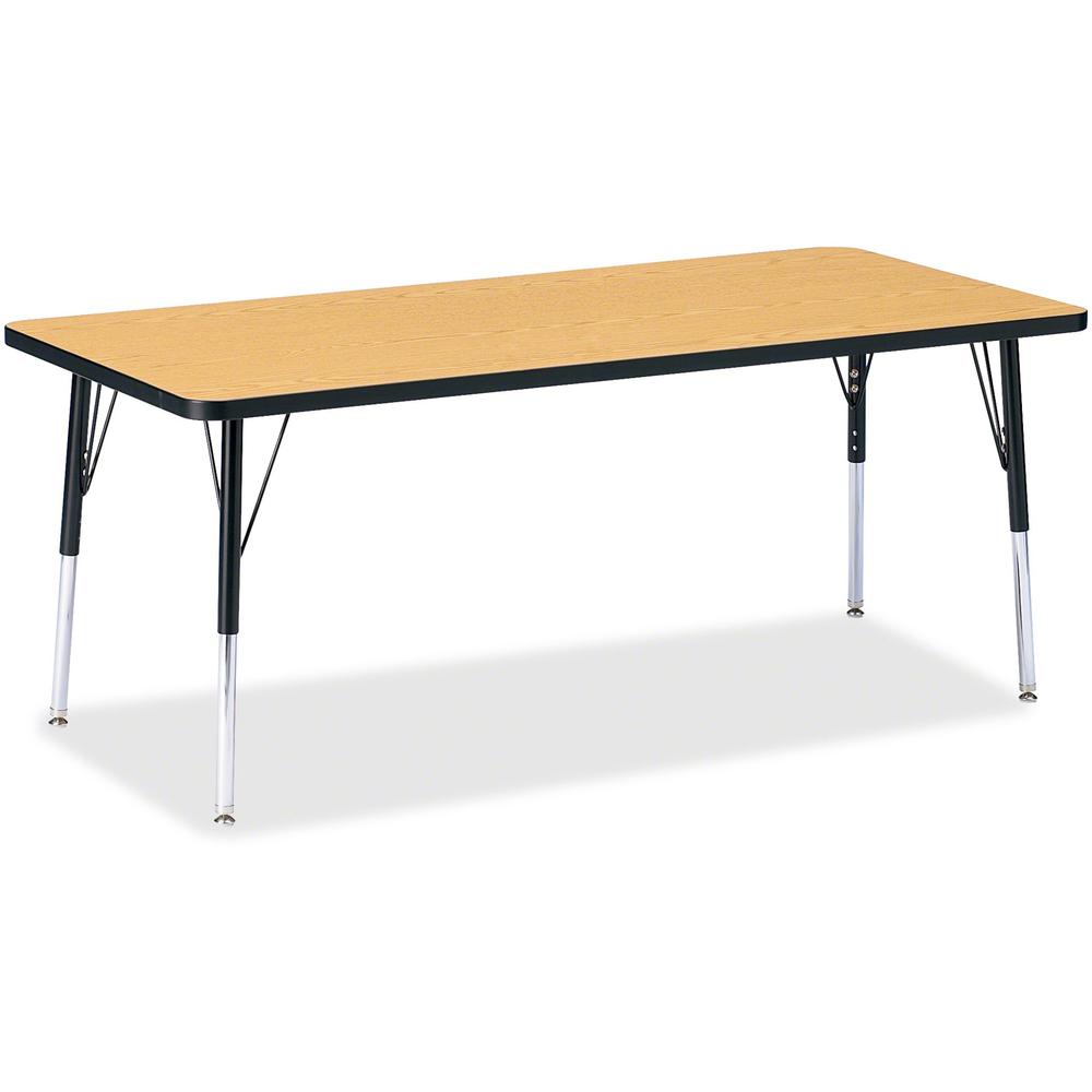 Jonti-Craft Berries Elementary Height Color Top Rectangle Table - Black Oak Rectangle, Laminated Top - Four Leg Base - 4 Legs - Adjustable Height - 15" to 24" Adjustment - 72" Table Top Length x 30" T. Picture 1