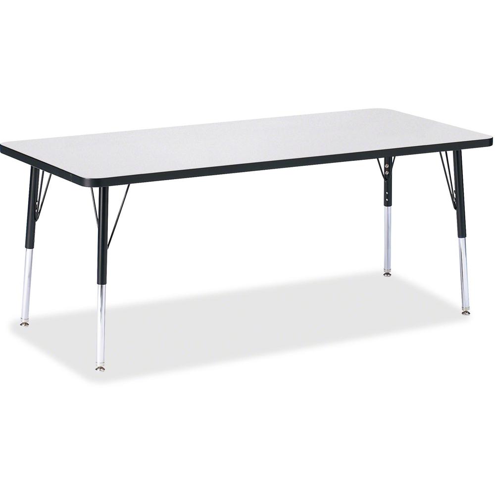 Jonti-Craft Berries Elementary Height Color Edge Rectangle Table - Black Rectangle, Laminated Top - Four Leg Base - 4 Legs - Adjustable Height - 15" to 24" Adjustment - 72" Table Top Length x 30" Tabl. Picture 1
