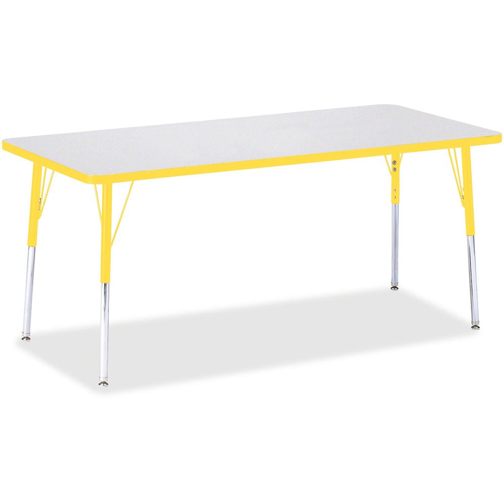 Jonti-Craft Berries Adult Height Color Edge Rectangle Table - Laminated Rectangle, Yellow Top - Four Leg Base - 4 Legs - Adjustable Height - 24" to 31" Adjustment - 72" Table Top Length x 30" Table To. Picture 1