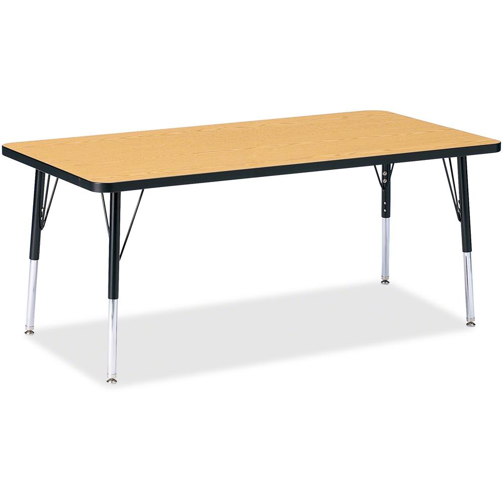 Jonti-Craft Berries Elementary Height Color Top Rectangle Table - Black Oak Rectangle, Laminated Top - Four Leg Base - 4 Legs - Adjustable Height - 15" to 24" Adjustment - 60" Table Top Length x 30" T. Picture 1