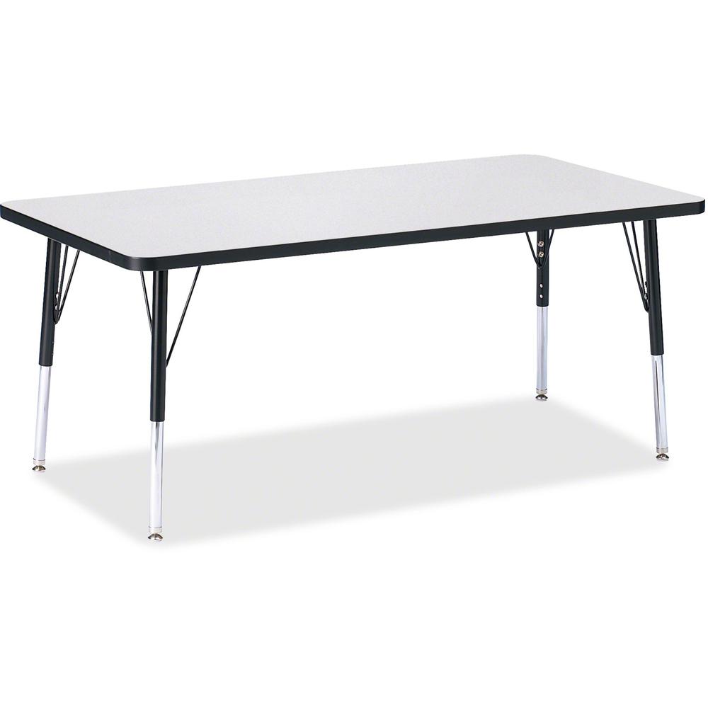 Jonti-Craft Berries Elementary Height Color Edge Rectangle Table - Black Rectangle, Laminated Top - Four Leg Base - 4 Legs - Adjustable Height - 15" to 24" Adjustment - 60" Table Top Length x 30" Tabl. Picture 1