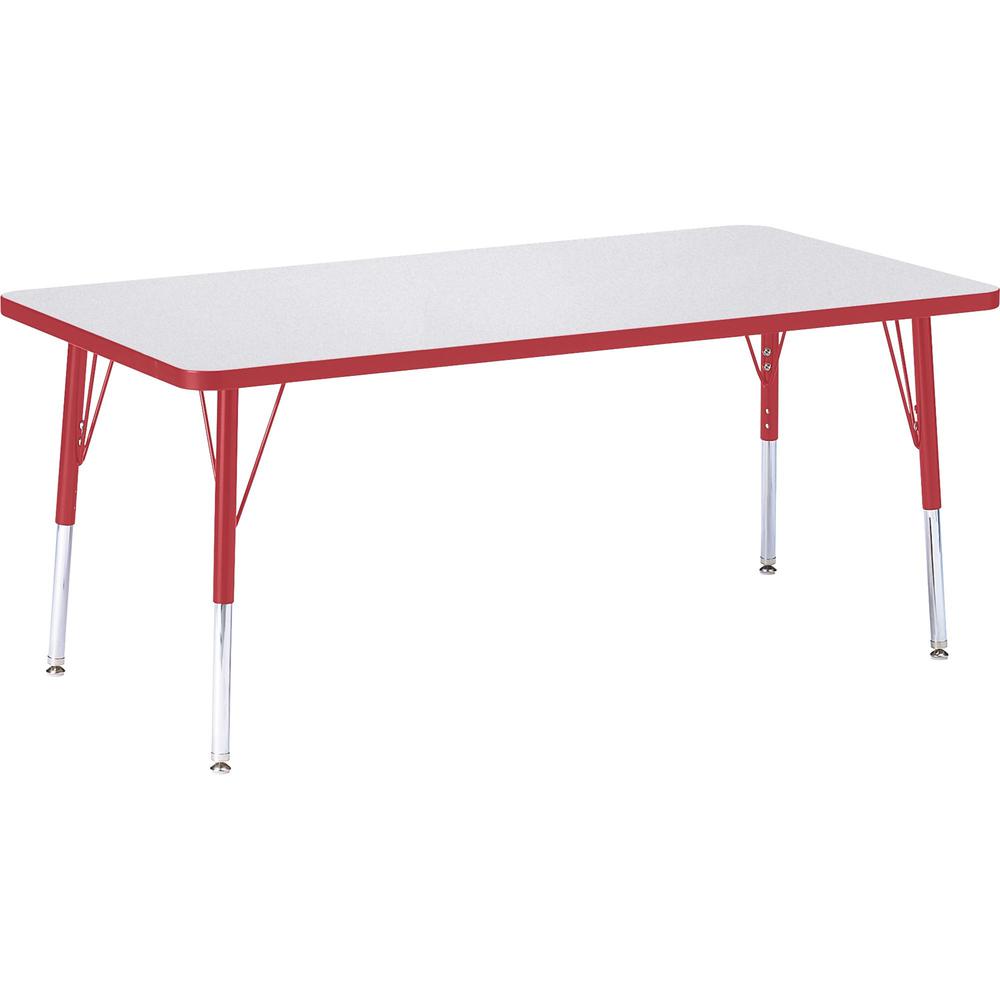 Jonti-Craft Berries Elementary Height Color Edge Rectangular Table - Gray Rectangle, Laminated Top - Four Leg Base - 4 Legs - Adjustable Height - 15" to 24" Adjustment - 60" Table Top Length x 30" Tab. Picture 1