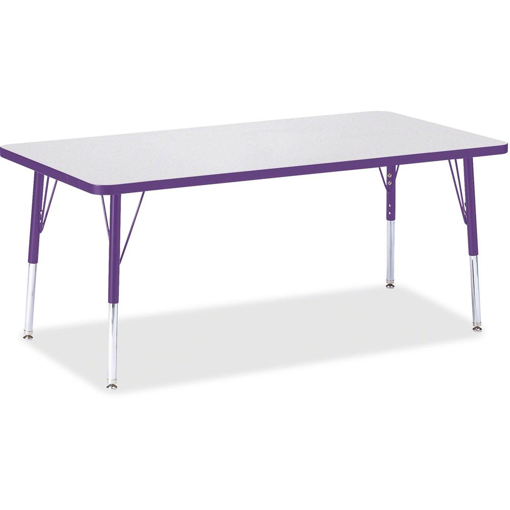 Jonti-Craft Berries Elementary Height Color Edge Rectangle Table - Laminated Rectangle, Purple Top - Four Leg Base - 4 Legs - Adjustable Height - 15" to 24" Adjustment - 60" Table Top Length x 30" Tab. Picture 1