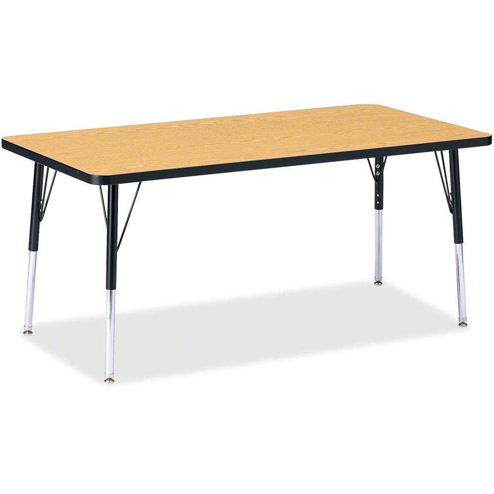 Jonti-Craft Berries Adult Height Color Top Rectangle Table - Laminated Rectangle, Oak Top - Four Leg Base - 4 Legs - Adjustable Height - 24" to 31" Adjustment - 30" Table Top Length x 60" Table Top Wi. Picture 1