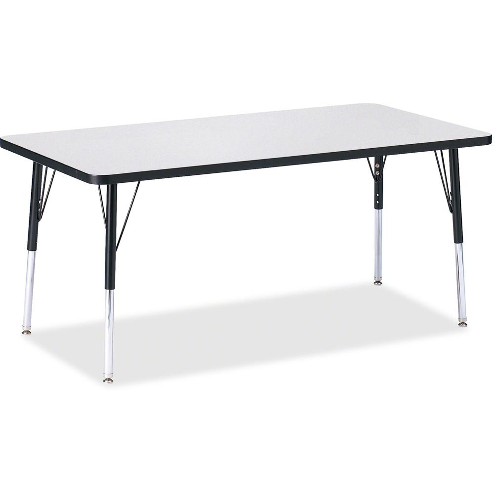 Jonti-Craft Berries Adult Height Color Edge Rectangle Table - Black Rectangle, Laminated Top - Four Leg Base - 4 Legs - Adjustable Height - 24" to 31" Adjustment - 60" Table Top Length x 30" Table Top. Picture 1