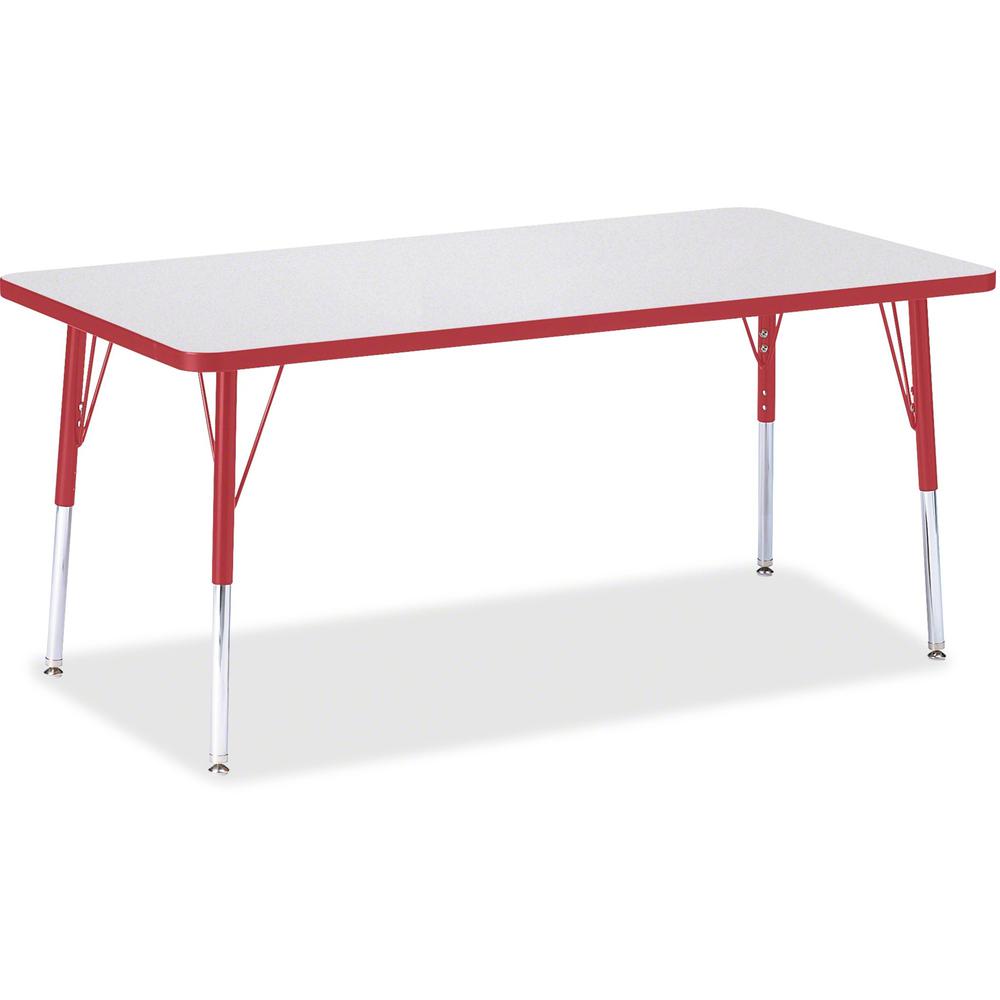 Jonti-Craft Berries Adult Height Color Edge Rectangle Table - Laminated Rectangle, Red Top - Four Leg Base - 4 Legs - Adjustable Height - 24" to 31" Adjustment - 60" Table Top Length x 30" Table Top W. Picture 1