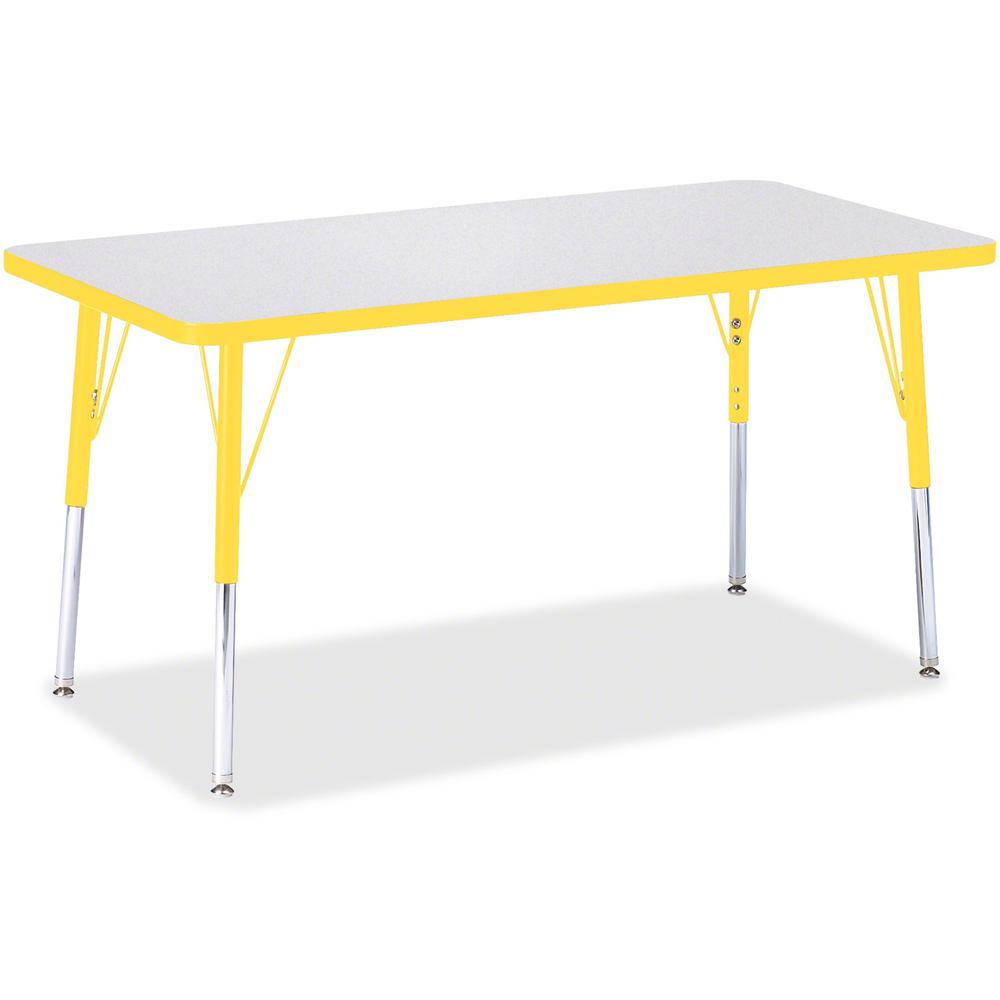 Jonti-Craft Berries Adult Height Color Edge Rectangle Table - Laminated Rectangle, Yellow Top - Four Leg Base - 4 Legs - Adjustable Height - 24" to 31" Adjustment - 48" Table Top Length x 24" Table To. Picture 1