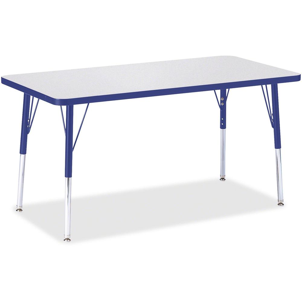 Jonti-Craft Berries Adult Height Color Edge Rectangle Table - Gray Rectangle, Laminated Top - Four Leg Base - 4 Legs - Adjustable Height - 24" to 31" Adjustment - 48" Table Top Length x 24" Table Top . Picture 1