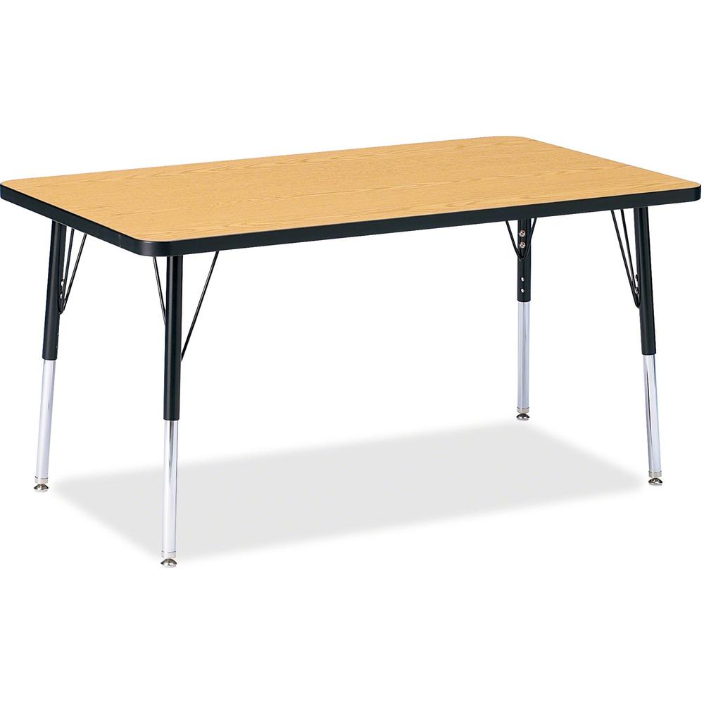 Jonti-Craft Berries Adult Height Color Top Rectangle Table - Black Oak Rectangle, Laminated Top - Four Leg Base - 4 Legs - Adjustable Height - 24" to 31" Adjustment - 48" Table Top Length x 30" Table . Picture 1