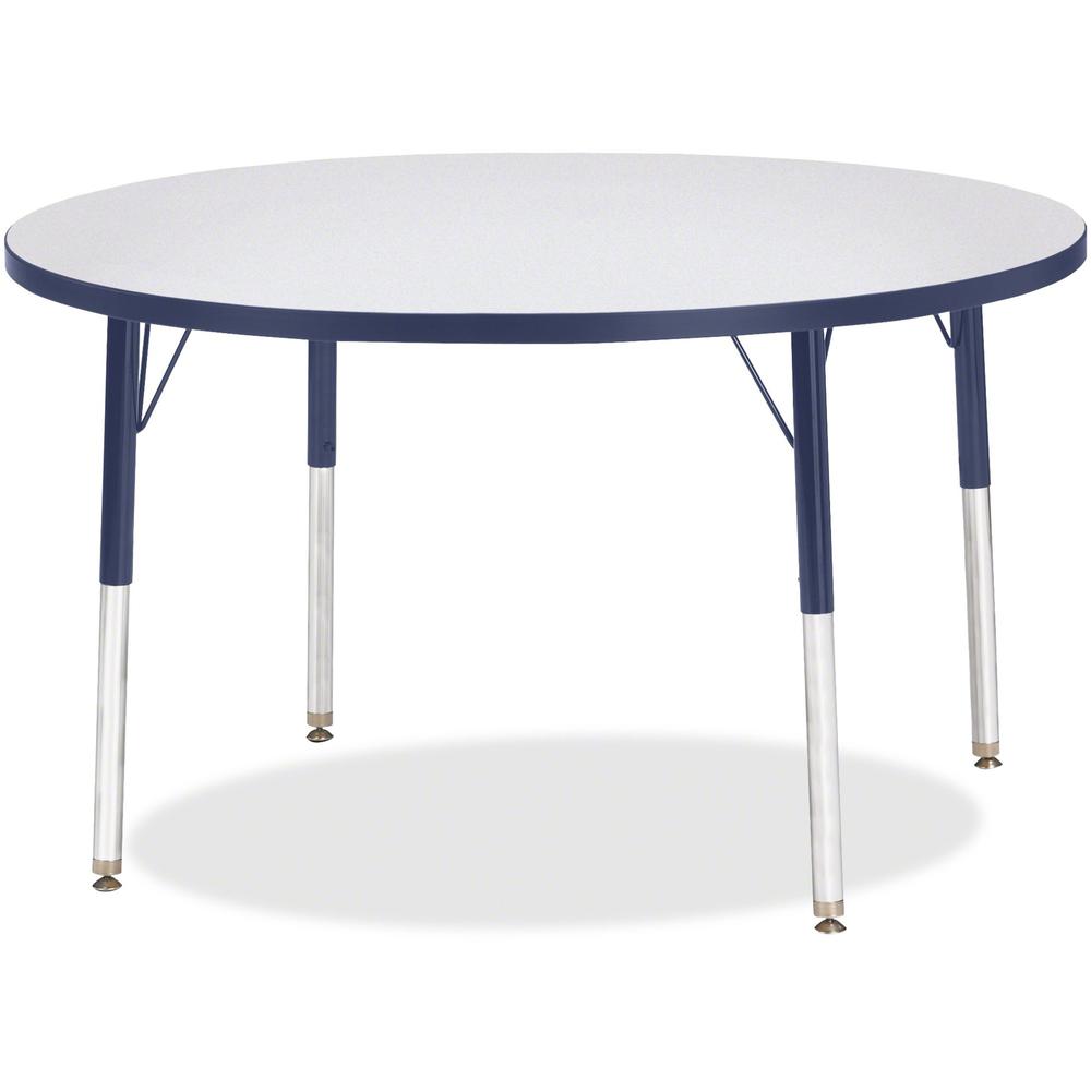 Jonti-Craft Berries Elementary Height Color Edge Round Table - Gray Round Top - Four Leg Base - 4 Legs - Adjustable Height - 24" to 31" Adjustment x 1.13" Table Top Thickness x 42" Table Top Diameter . Picture 1