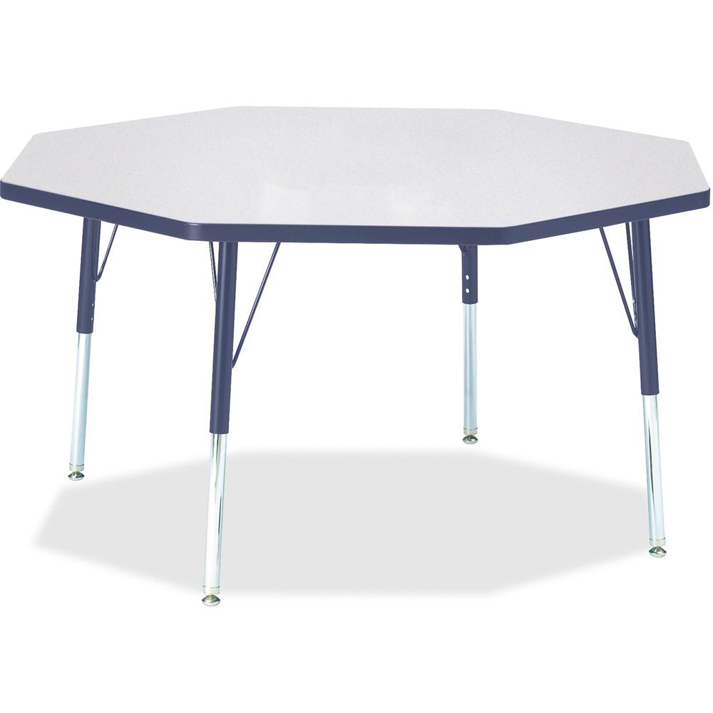 Jonti-Craft Berries Elementary Height Color Edge Octagon Table - Gray Octagonal, Laminated Top - Four Leg Base - 4 Legs - Adjustable Height - 15" to 24" Adjustment x 1.13" Table Top Thickness x 48" Ta. Picture 1
