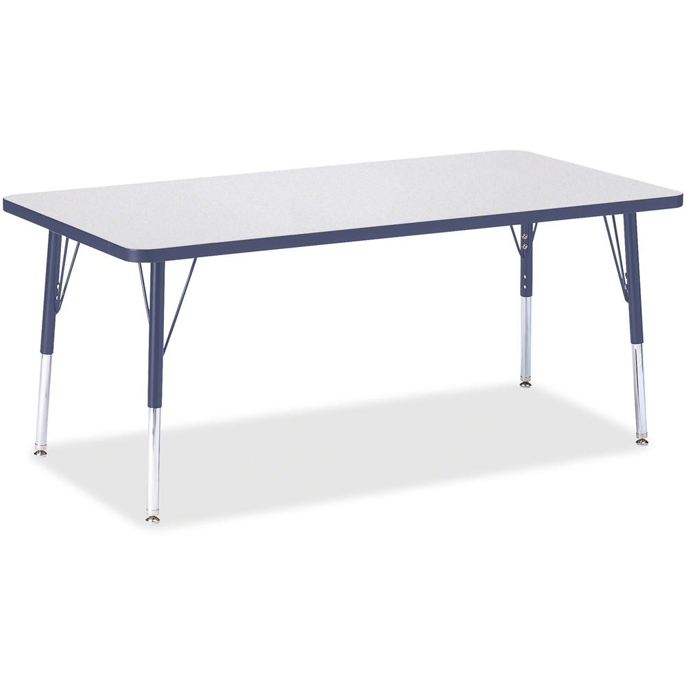 Jonti-Craft Berries Elementary Height Color Edge Rectangle Table - Laminated Rectangle, Navy Top - Four Leg Base - 4 Legs - Adjustable Height - 15" to 24" Adjustment - 60" Table Top Length x 30" Table. Picture 1