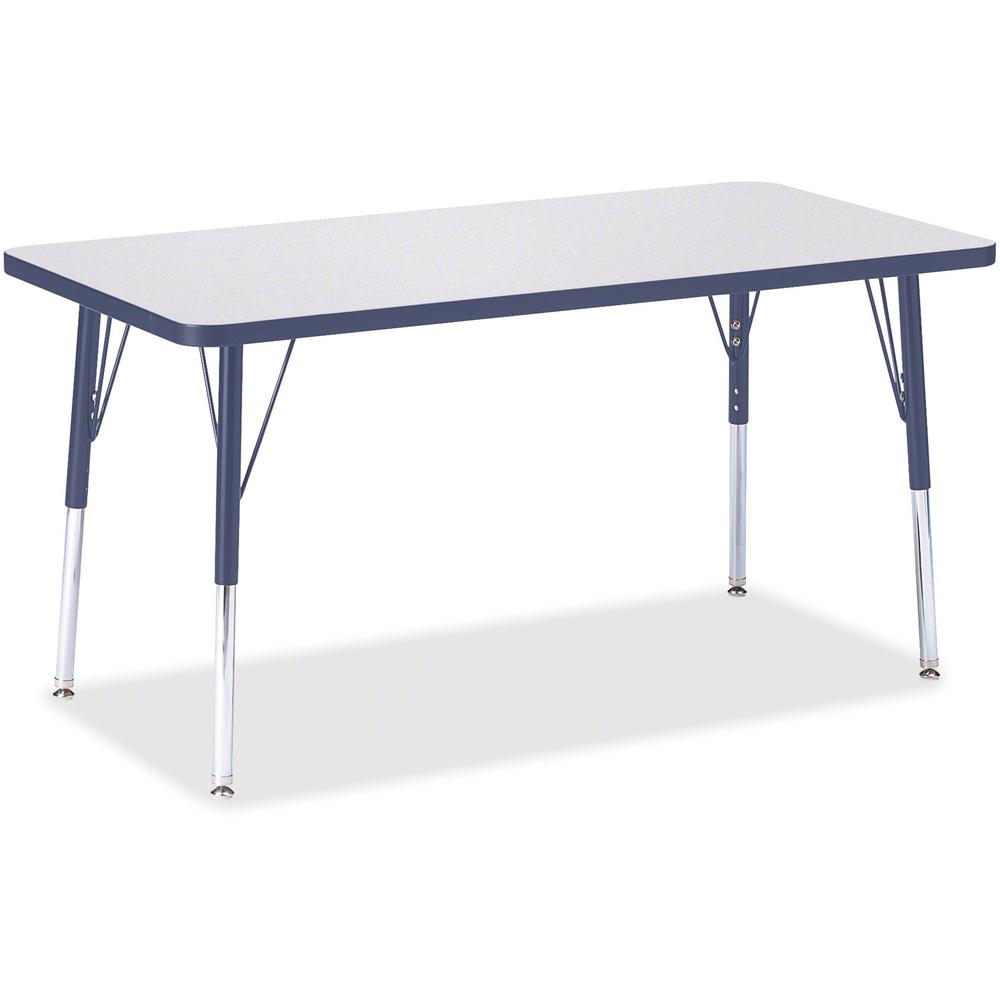 Jonti-Craft Berries Adult Height Color Edge Rectangle Table - Laminated Rectangle, Navy Top - Four Leg Base - 4 Legs - Adjustable Height - 24" to 31" Adjustment - 48" Table Top Length x 24" Table Top . Picture 1