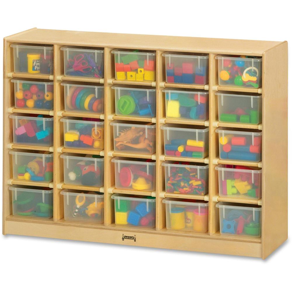 Jonti-Craft Rainbow Accents 25 Cubbie-trays Mobile Storage Unit - 35.5" Height x 48" Width x 15" Depth - Durable - Baltic - Acrylic, Rubber - 1 Each. Picture 1