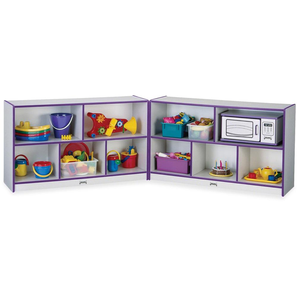 Jonti-Craft Rainbow Accents Fold-n-Lock Storage Shelf - 29.5" Height x 96" Width x 15" Depth - Lockable, Foldable - Purple - Hard Rubber - 1 Each. Picture 1