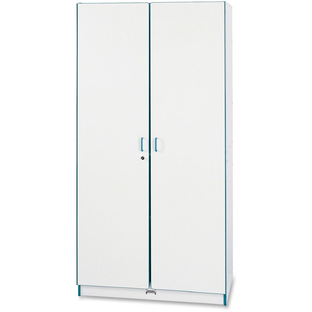 Jonti-Craft Rainbow Accents Classroom Closet Deluxe - 36" x 24" x 72" - 3 x Shelf(ves) - Hinged Door(s) - Locking Door, Key Lock, Adjustable Shelf, Hinged Door, Kick Plate, Chip Resistant, Rounded Edg. Picture 1