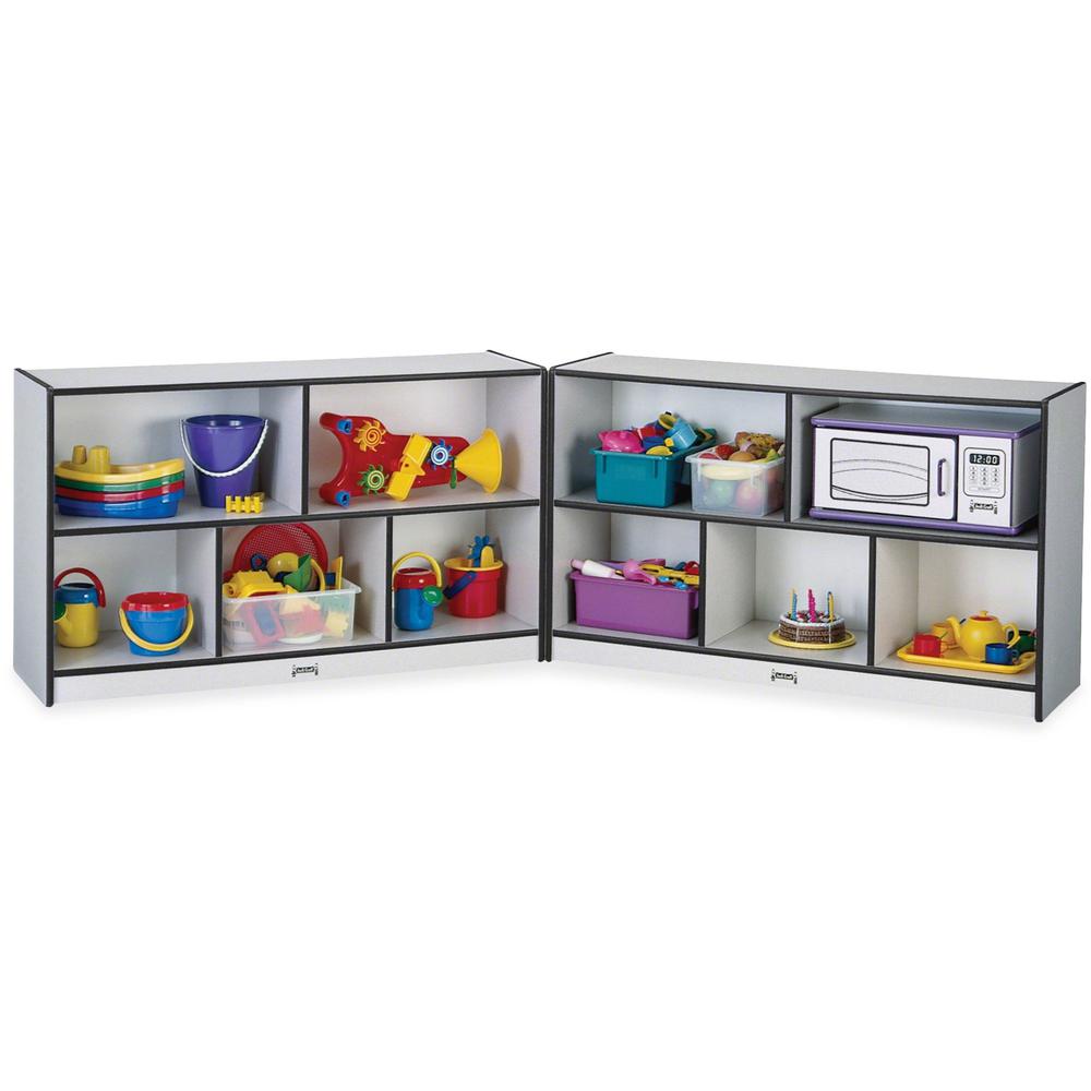 Jonti-Craft Rainbow Accents Fold-n-Lock Storage Shelf - 29.5" Height x 96" Width x 15" Depth - Lockable, Foldable - Black - Hard Rubber - 1 Each. Picture 1