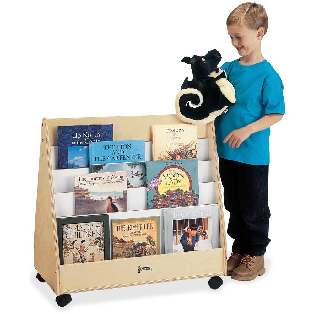 Jonti-Craft Rainbow Accents Double Sided Mobile Pick-a-Book Stand - 8 Compartment(s) - 1" - 30" Height x 30" Width x 16.5" Depth - Rounded Corner, Durable, Yellowing Resistant - UV Acrylic - Baltic - . Picture 1
